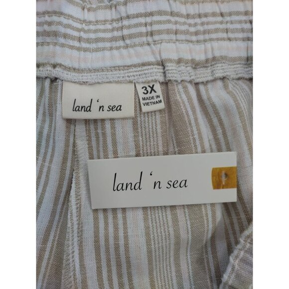 Land N Sea Women's Beige & White Striped Linen Blend Shorts, Size 3X, NWT - Picture 3 of 9